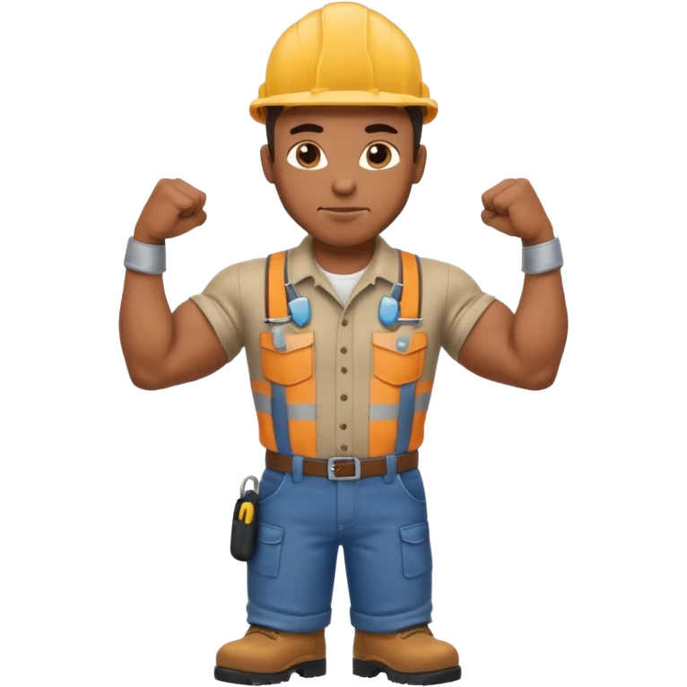 black construction worker flexing his muscles emoji