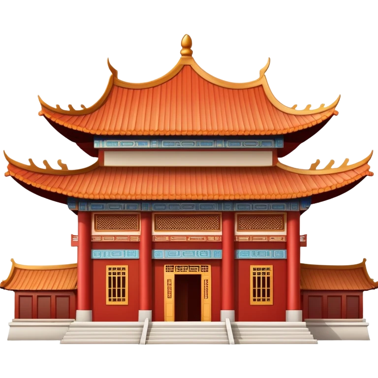 Chinese temple building with curved eaves, decorative roof tiles, traditional style emoji