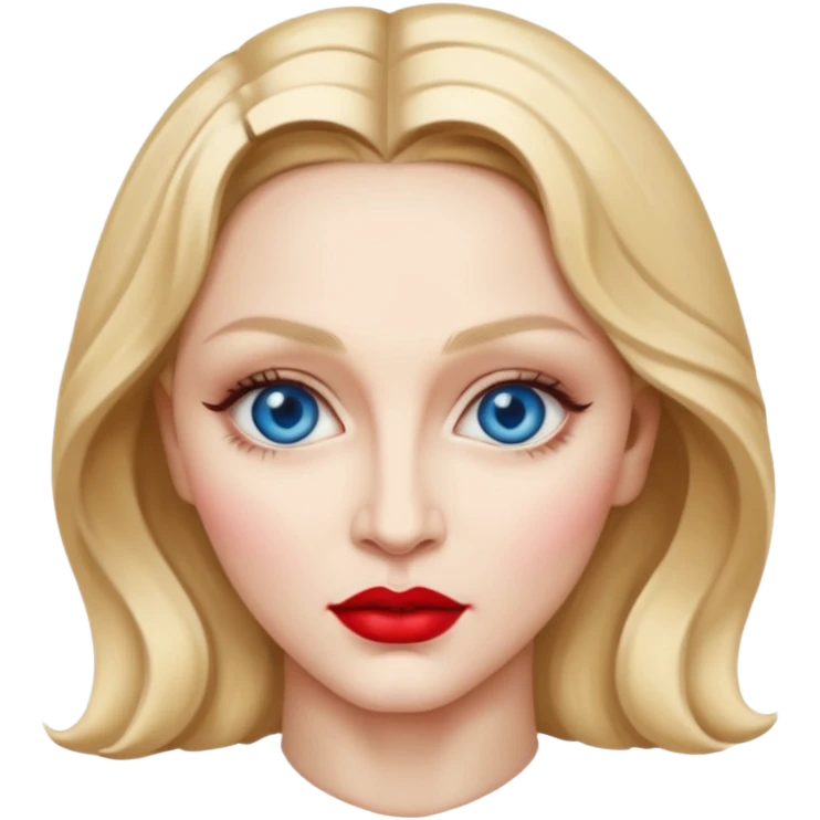 Madonna with blue eyes, red lip emoji