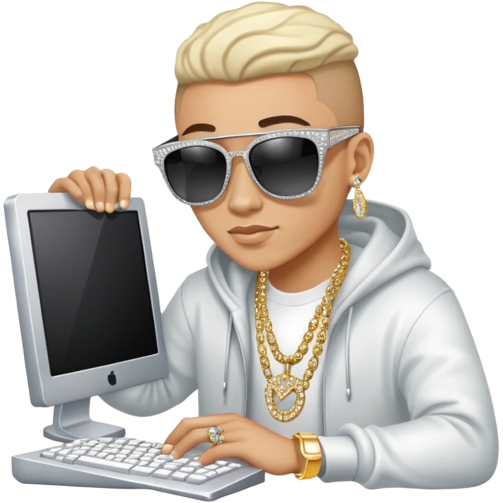 hip hop programmer with bling, sunglasses and computer emoji