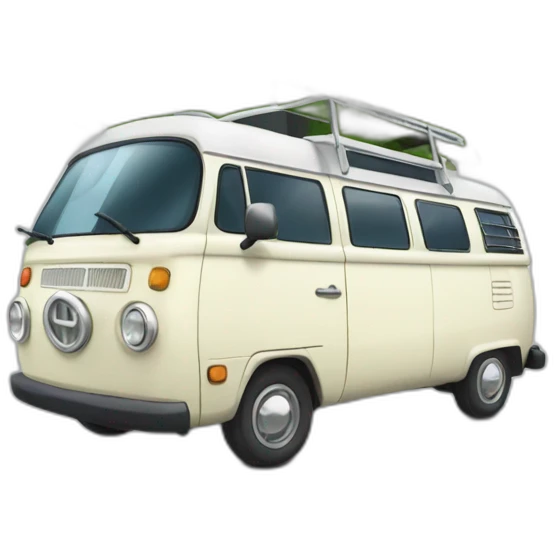 Campervan with a lot of stormy leaves emoji