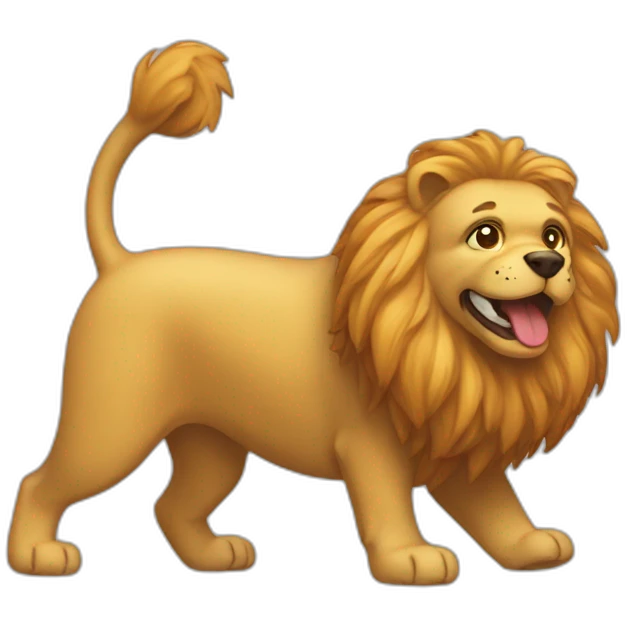 Chien qui fait caca sur un lion emoji