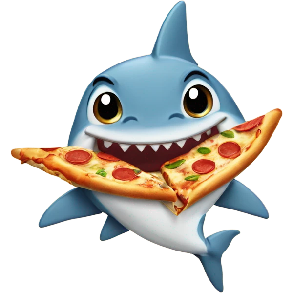 Baby shark eating a pizza emoji