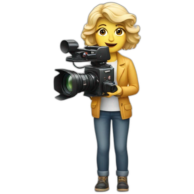 White film director woman holding a cinema camera emoji