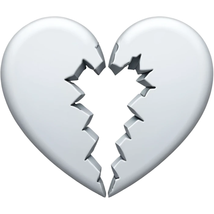 a white heart broken into two pieces emoji