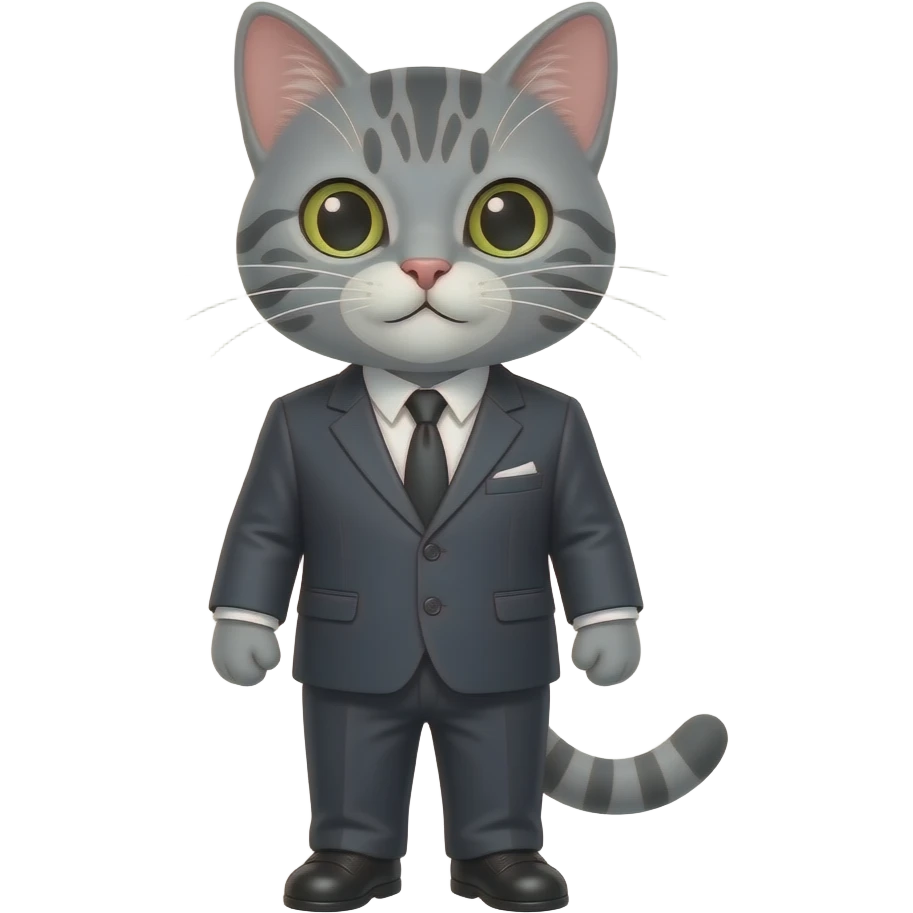 grey striped cat in a suit emoji