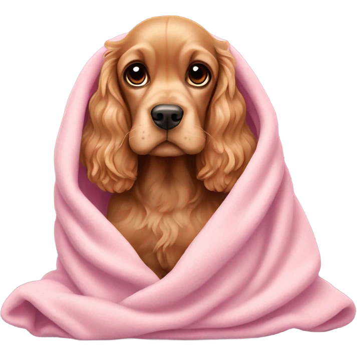 Cocker spaniel in a pink blanket emoji