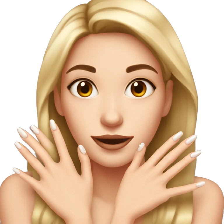 Girl showing long almond nails emoji