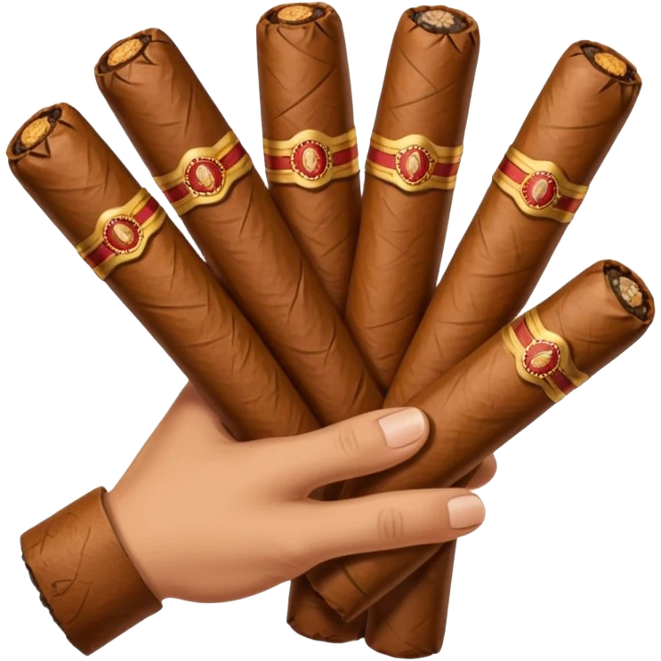 a hand holding lots of cigars emoji