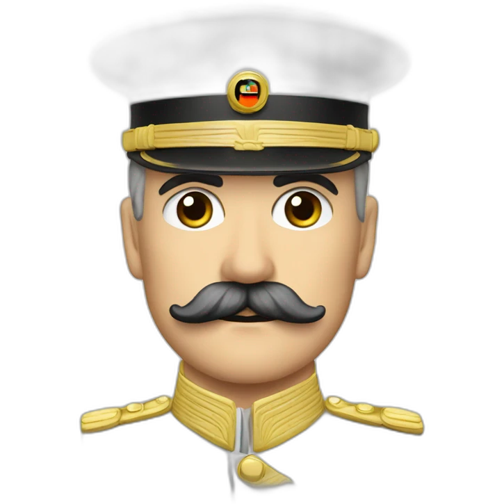 German général with black square mustache emoji