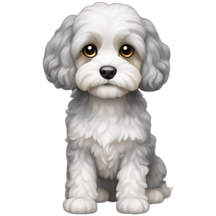 White grey cavapoo emoji