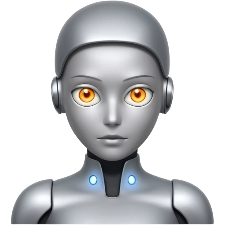 Robots Humanoid – Silver android with glowing eyes, human shape emoji