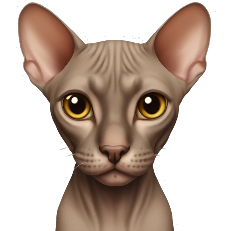 Brown-Sphynx cat,half body emoji