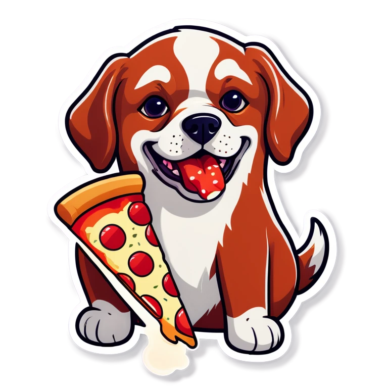 Dog eating pizza emoji