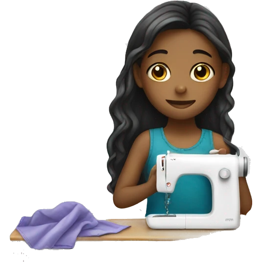 White little girl sewing clothes emoji