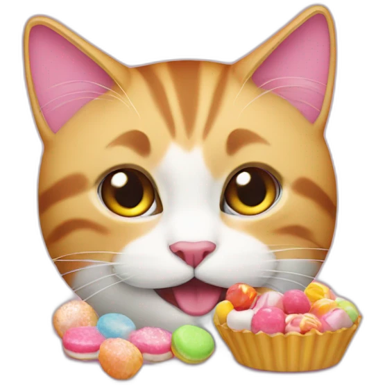 pussy cat eating sweets emoji