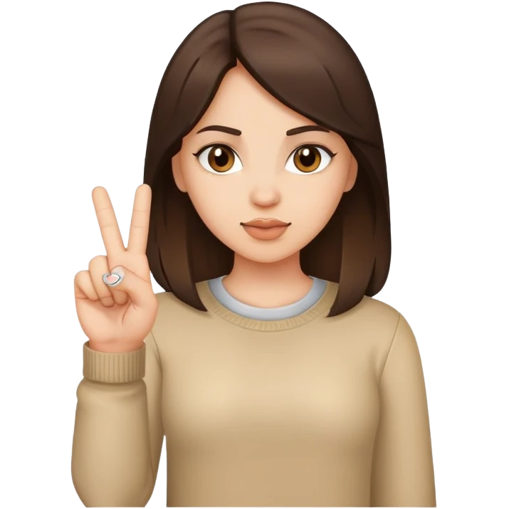 Brunette girl showing middle finger  emoji