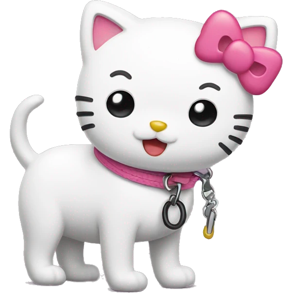 Hello kitty with a dog on a leash  emoji