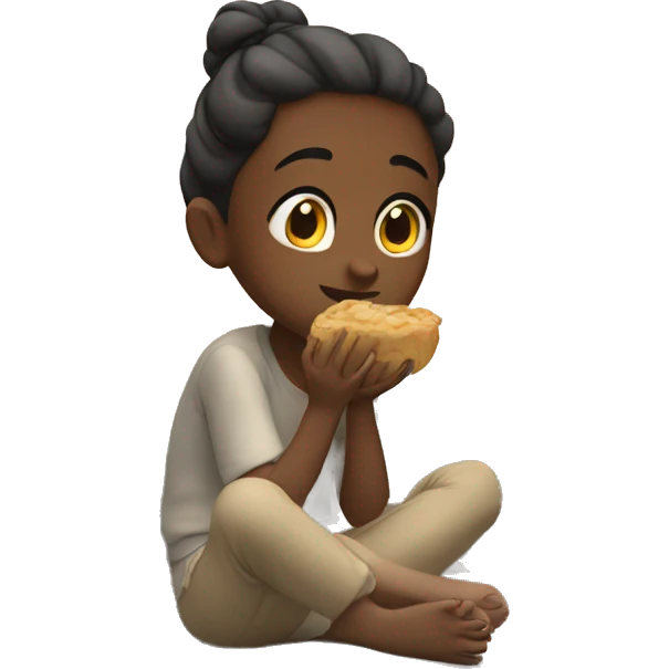 girl sitting by window eating  emoji