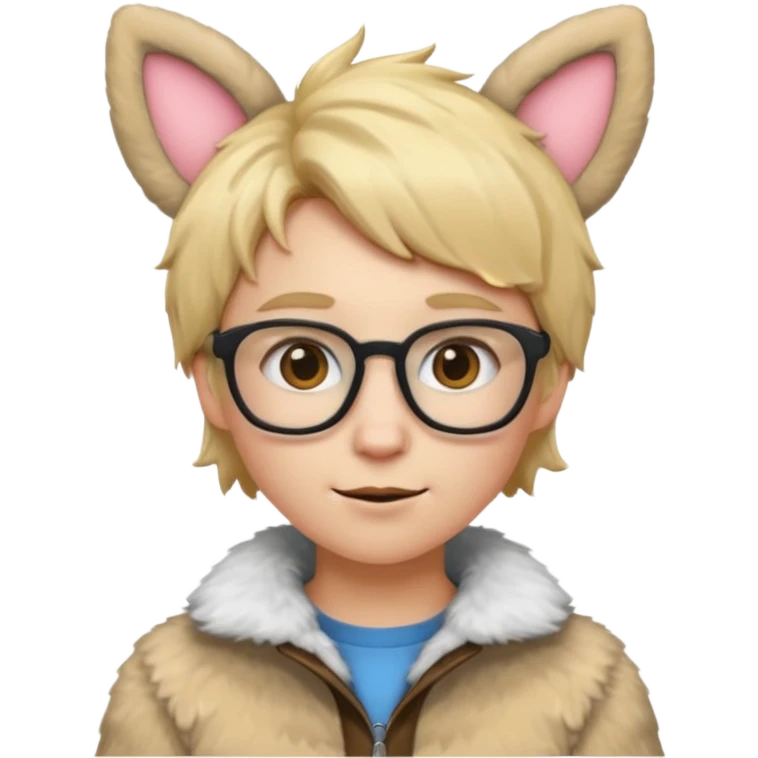 Nerd emoji stoj short blonde hair that has furry suit and furry ears emoji