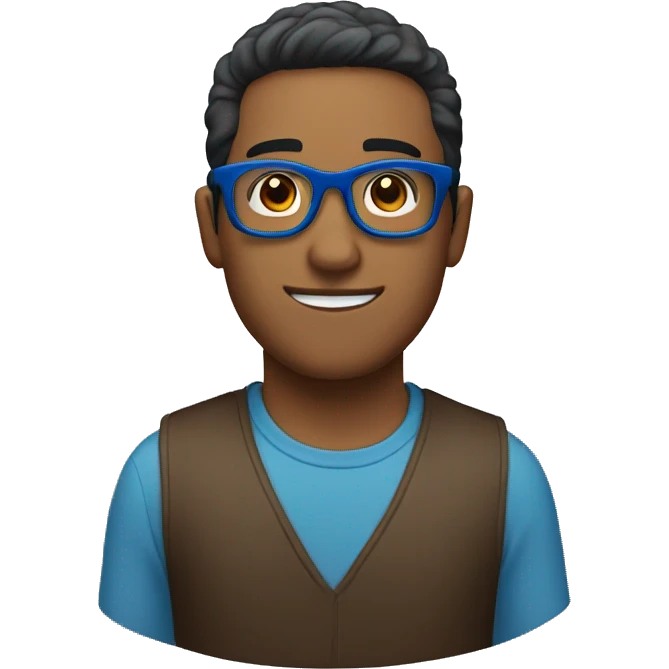 brown man with blue glasses and a short hair cut emoji