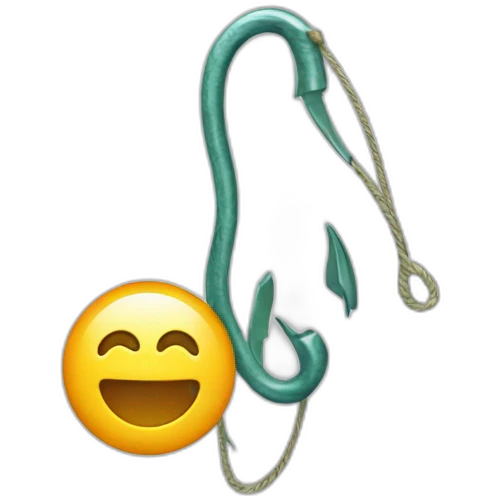 Fishing hook with thread and dollar emoji