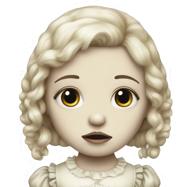 creepy cracked porcelain doll sad crying emoji