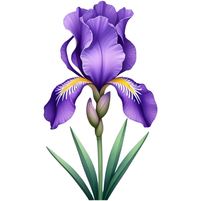 single Lavender Iris, straight stem emoji