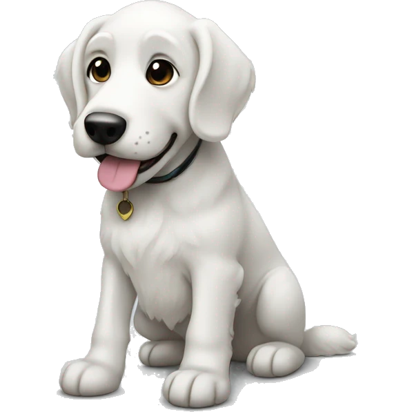 White doodle dog with black ears emoji