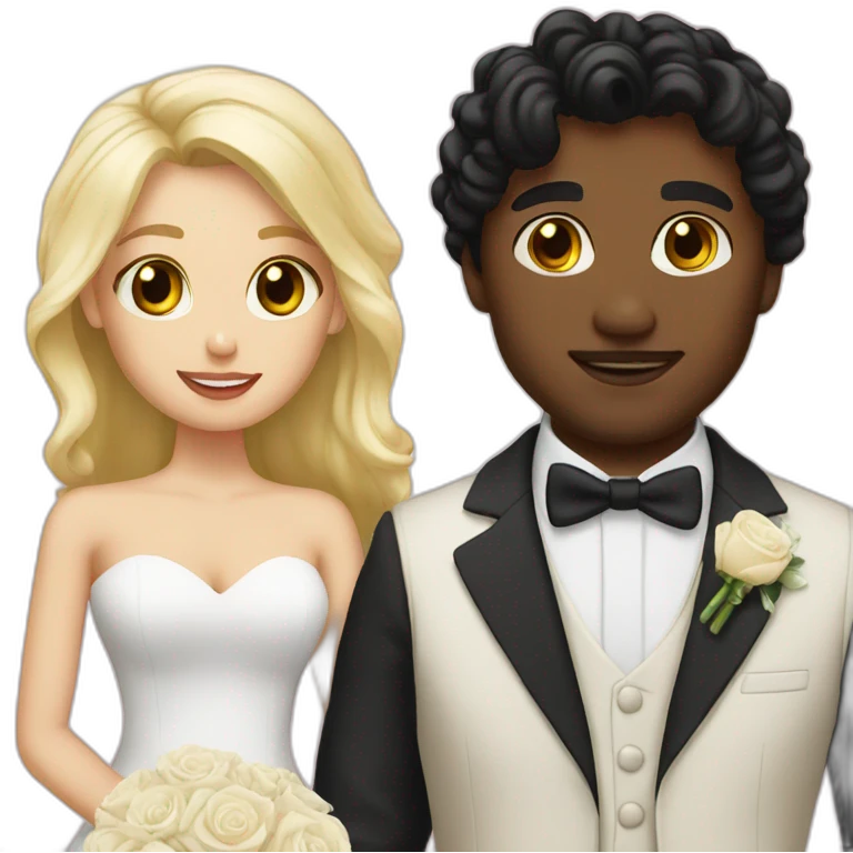 black haired man marrying blonde woman emoji