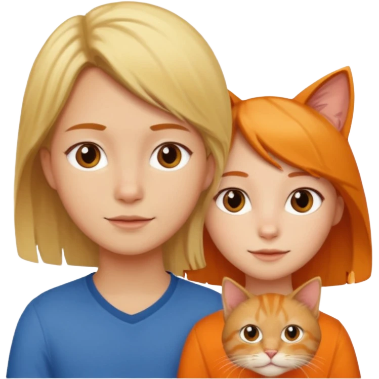 blond-hair-girl-and-brown-hair-man-and-orange-cat emoji