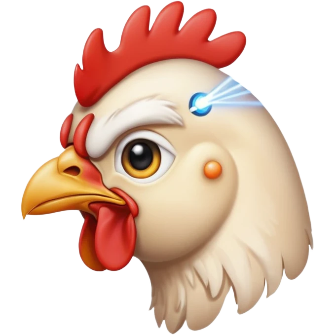 side portrait of a chicken with a laser shooting out of its eye emoji