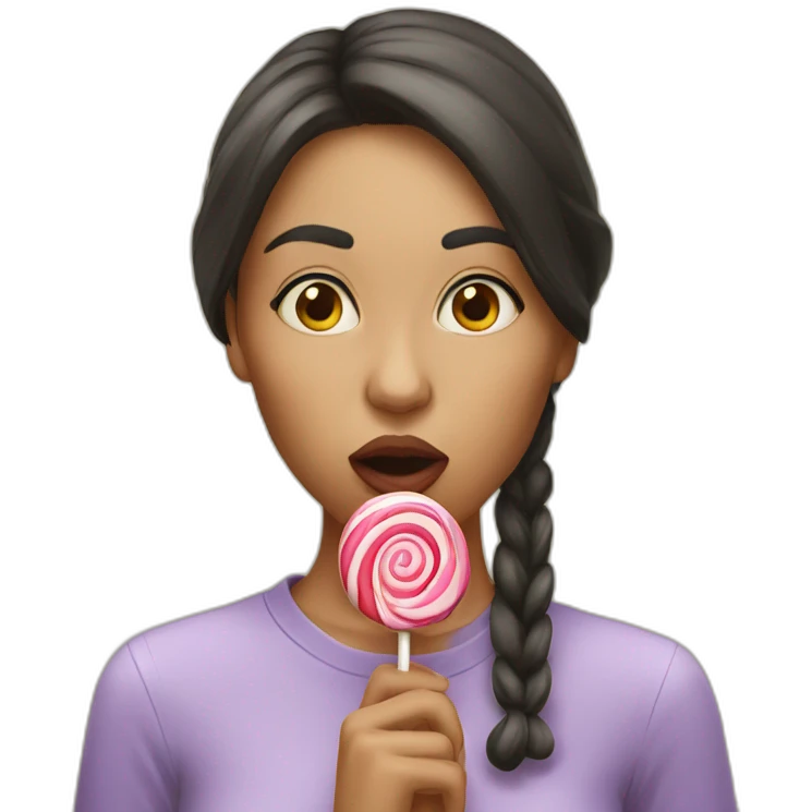 Woman sucking lollipop emoji