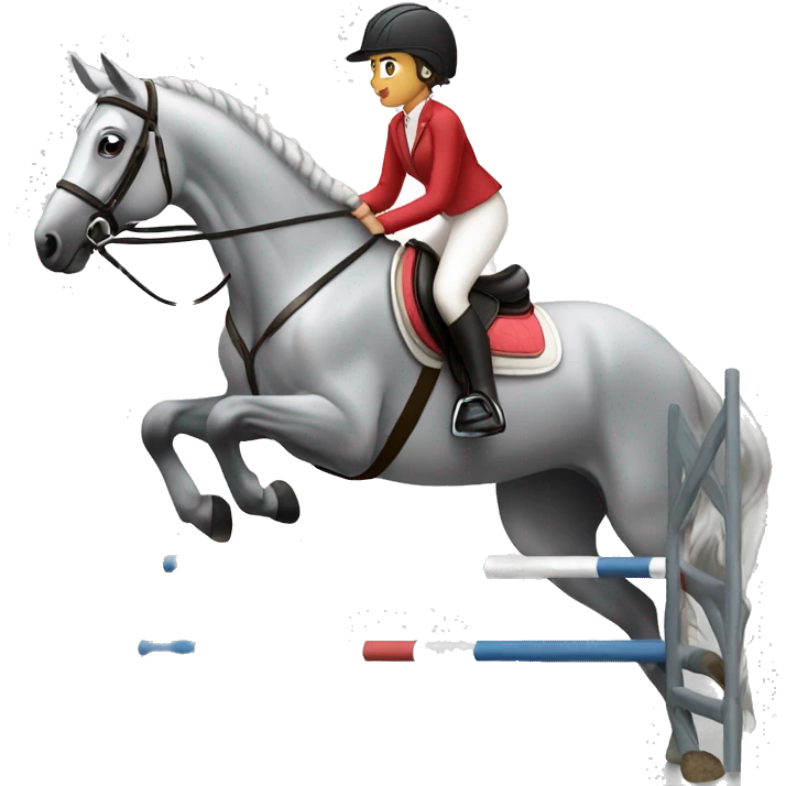 Girl with grey pony show jumping emoji