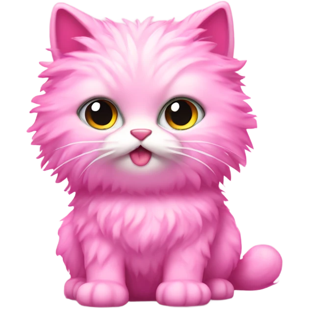 Pink full body female fluffy cat with glitter emoji