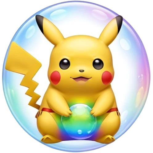 Rainbow bubble Pikachu inside emoji