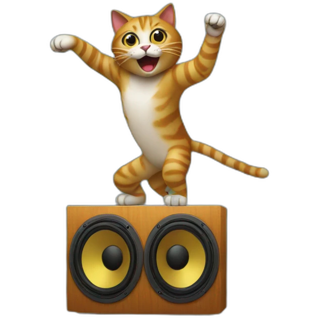 A cat dancing on a speaker in Jamaica  emoji