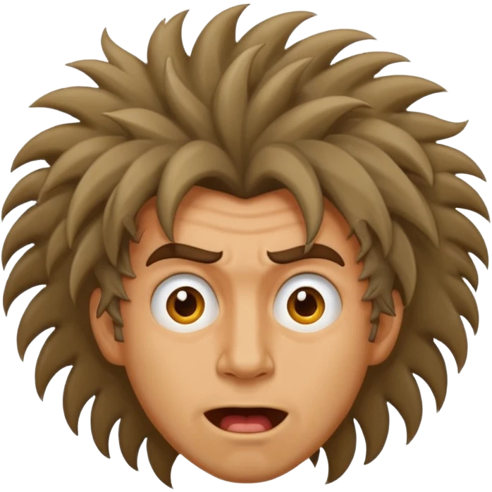 a man with wild hair and a crazy face emoji