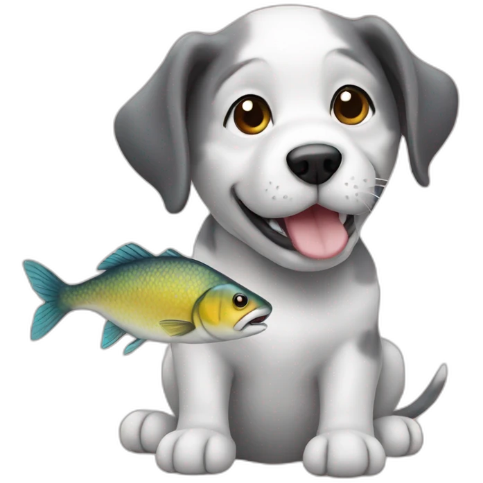 Dog that hold fish in mouse emoji