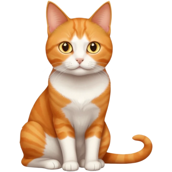 full body orange domestic shorthair slim cat with yellow/orange eyes with a white triangle on his nose emoji