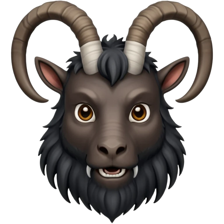 Black Philip, the black goat from the movie 'The Witch', challenging look, large horns, beard emoji
