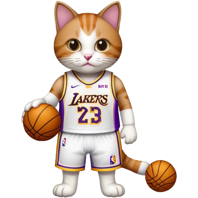 white brown Cat wearing a lakers lebron james jersey 24 emoji