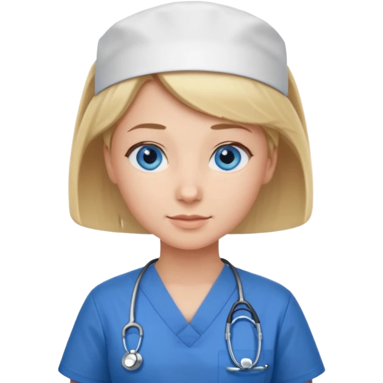 Nurse blue eyes short blond blue scrubs emoji