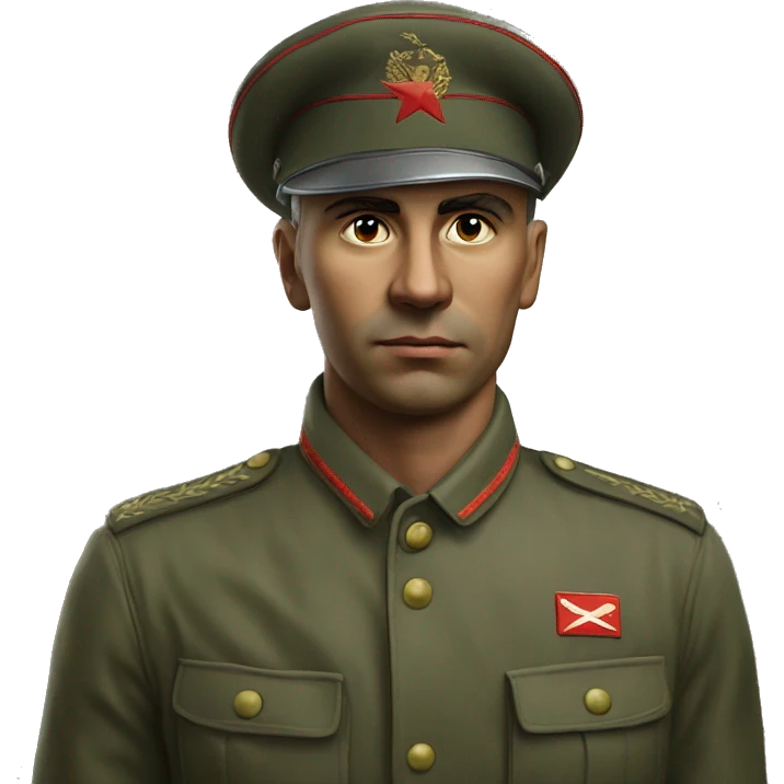 Soviet soldier 1980 photorealistic serious emoji