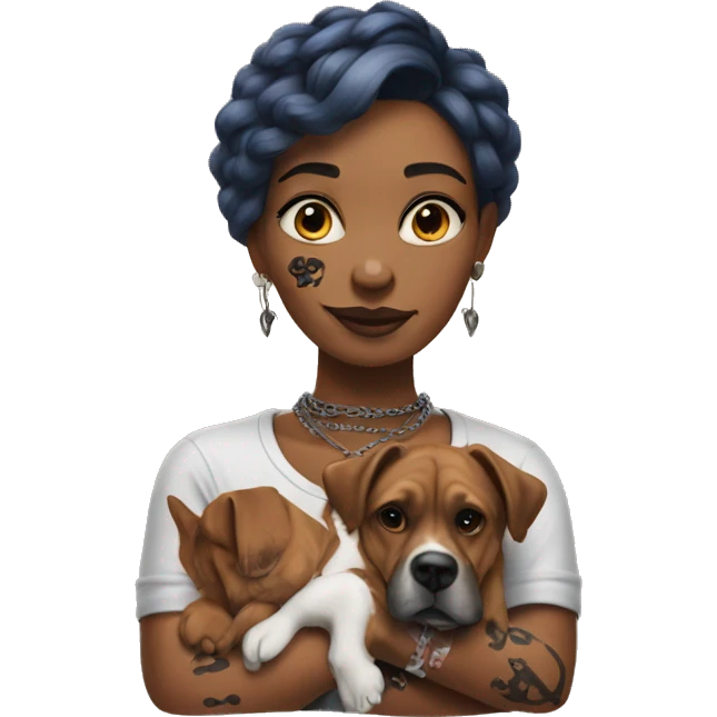 alt woman with dog paws instead her hands and tattoo on her neck emoji