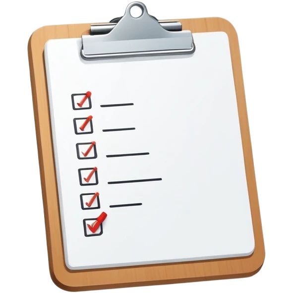 minimalist clipboard with a single checkmark emoji