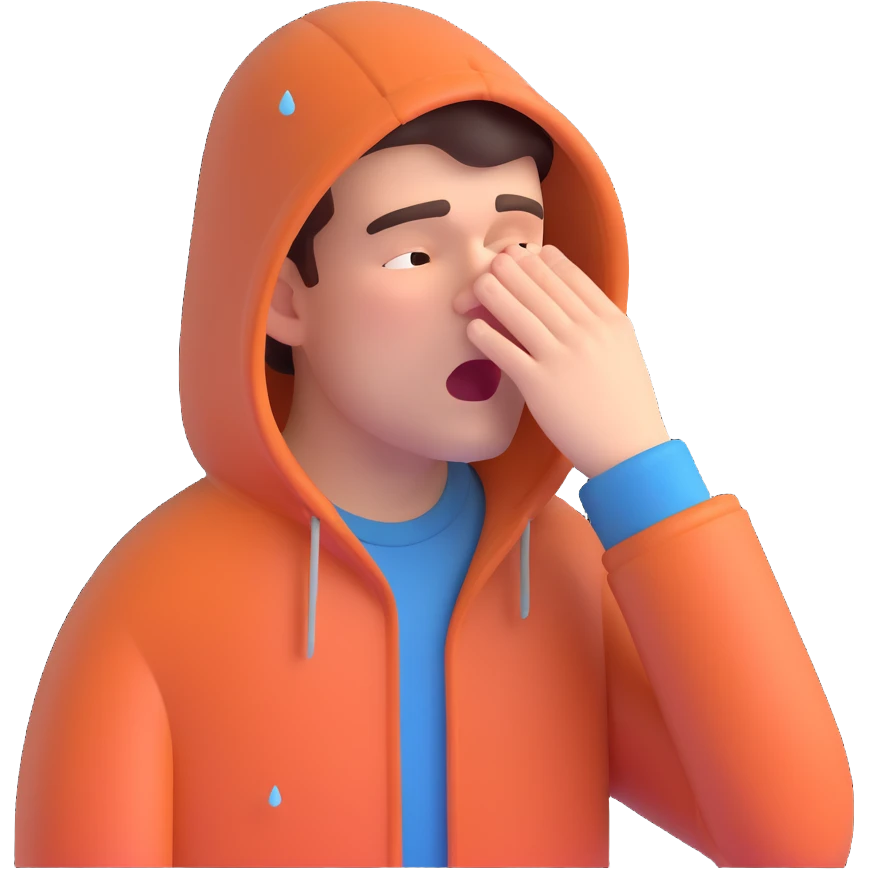 sneezing man under the rain emoji