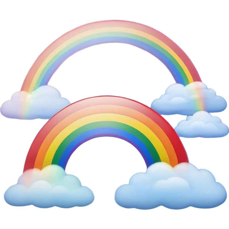 Cinematic Realistic Rainbow Emoji, Arching gracefully across the sky, with soft, glowing hues of red, orange, yellow, green, blue, indigo, and violet blending seamlessly into one another. The rainbow feels like a hopeful promise, gently illuminating the sky with a warm, uplifting glow. Soft glowing outline, capturing the essence of joy, hope, and vibrant color in a stunning rainbow! emoji