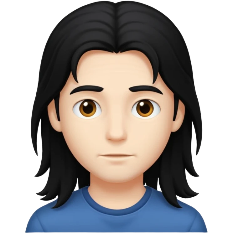 An emoji of a soft boy with black long hair and pink background. emoji