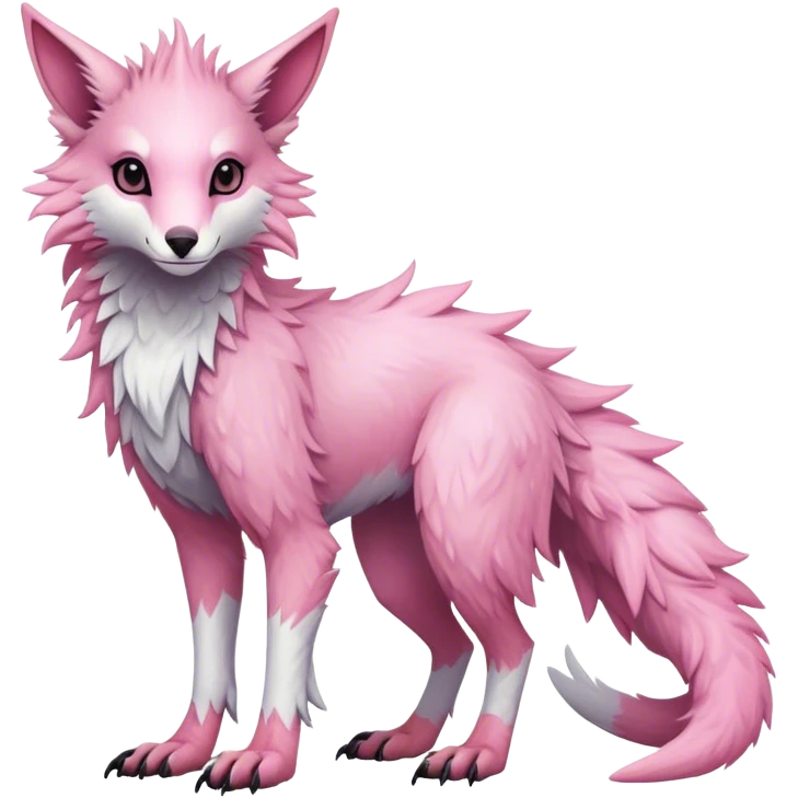 Feral Rare Fantasy cute pastel pink Vernid-Sergal-Trico-species by LiLaiRa, markings, full body, 4 legs emoji